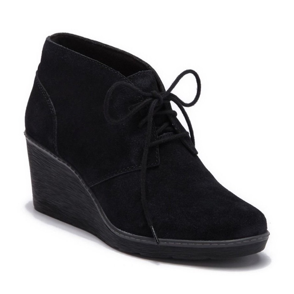 Clarks Black Suede Leather Booties Sz 8.5